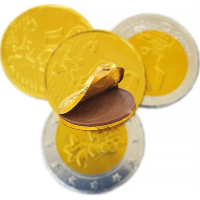 Euro Chocolate Coins 100g – Shiny Gold Treats | عملات شوكولاتة يورو ذهبية