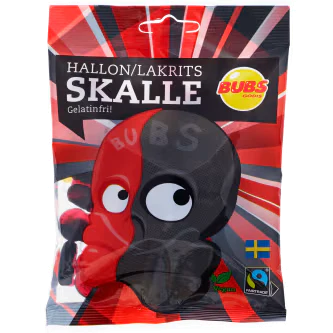 BUBS Raspberry & Liquorice Skull 90g – Sweden’s Iconic Candy