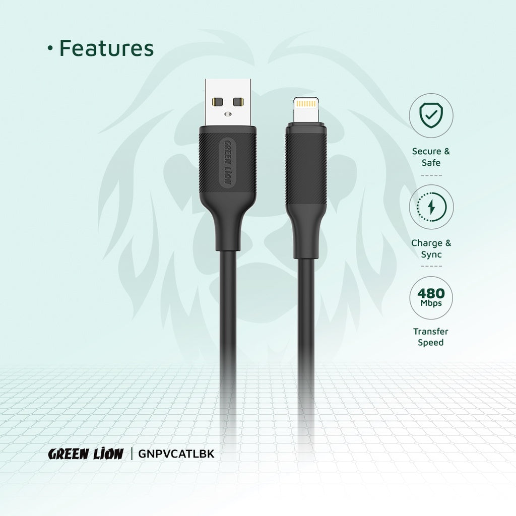 Green Lion USB-A to Lightning PVC Cable 1M 2.4A
