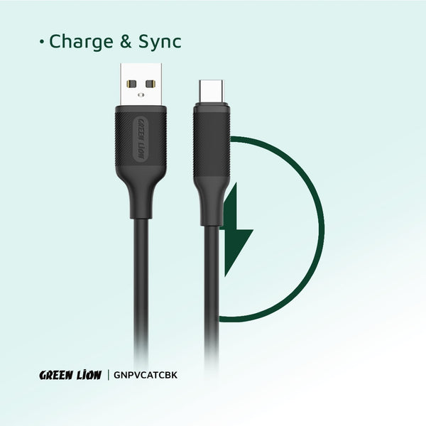 Green Lion USB-A to USB-C PVC Cable 1M 2.4A