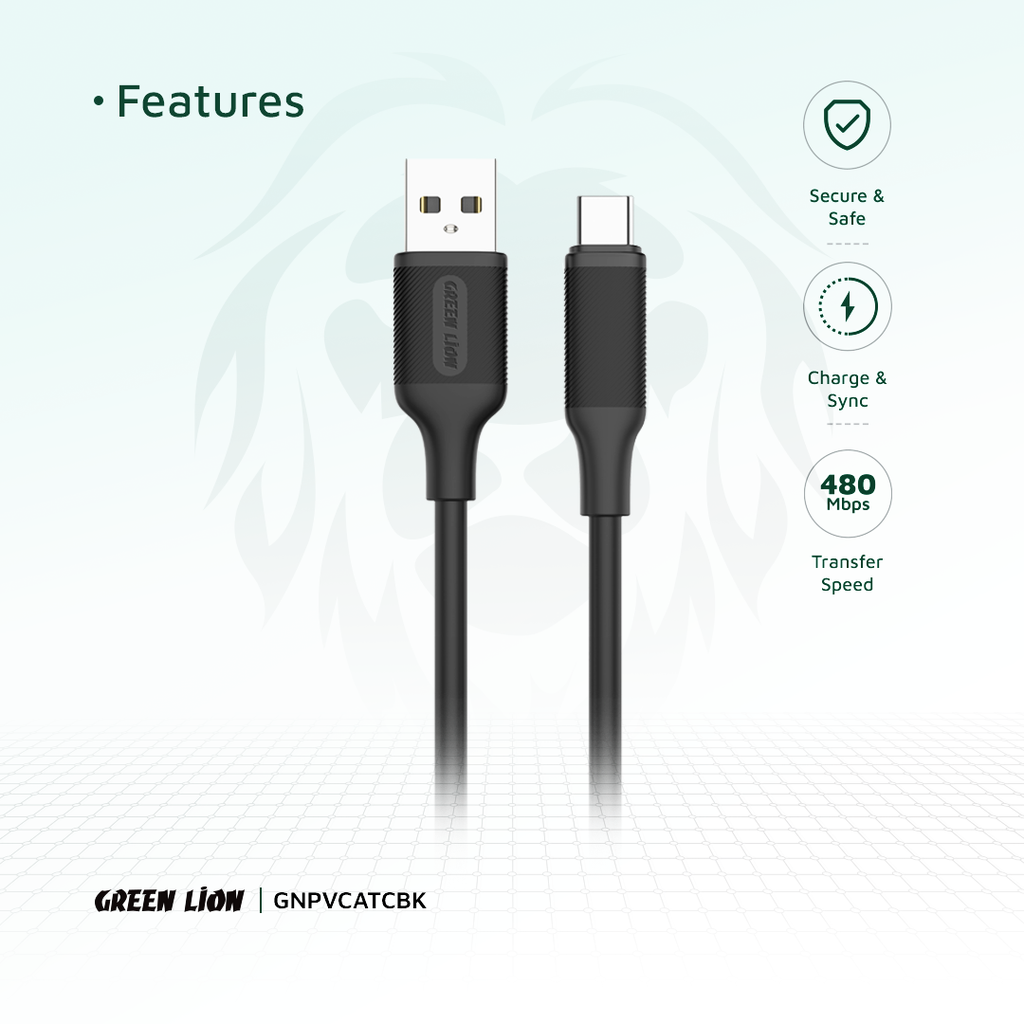 Green Lion USB-A to USB-C PVC Cable 1M 2.4A