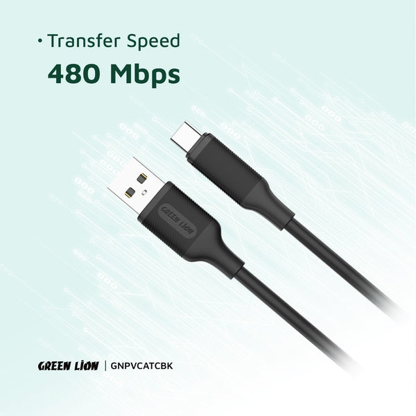Green Lion USB-A to USB-C PVC Cable 1M 2.4A
