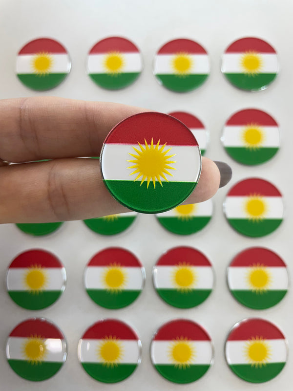 Metal Sticker – Kurdistan Flag round