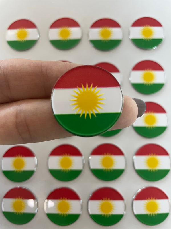 Metal Sticker – Kurdistan Flag round