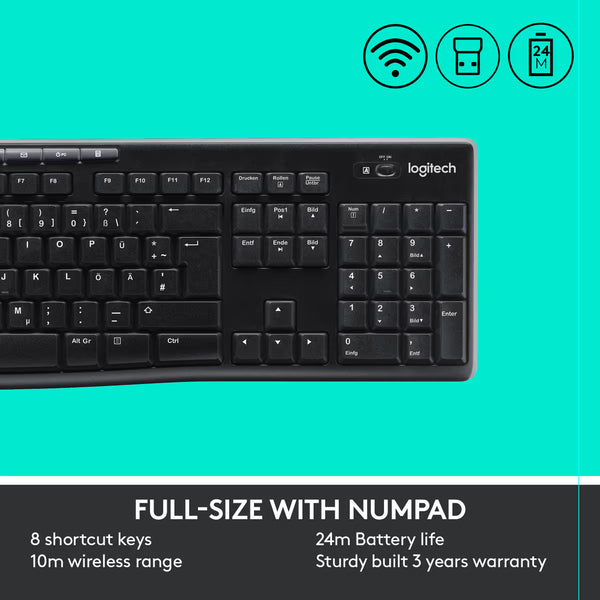 Logitech Wireless Keyboard & Mouse Combo MK270 - Original