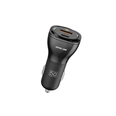 Green Lion Dual Port Car Charger 50w (PD 30w + QC 20w) USB-C To USB-C Cable 1m